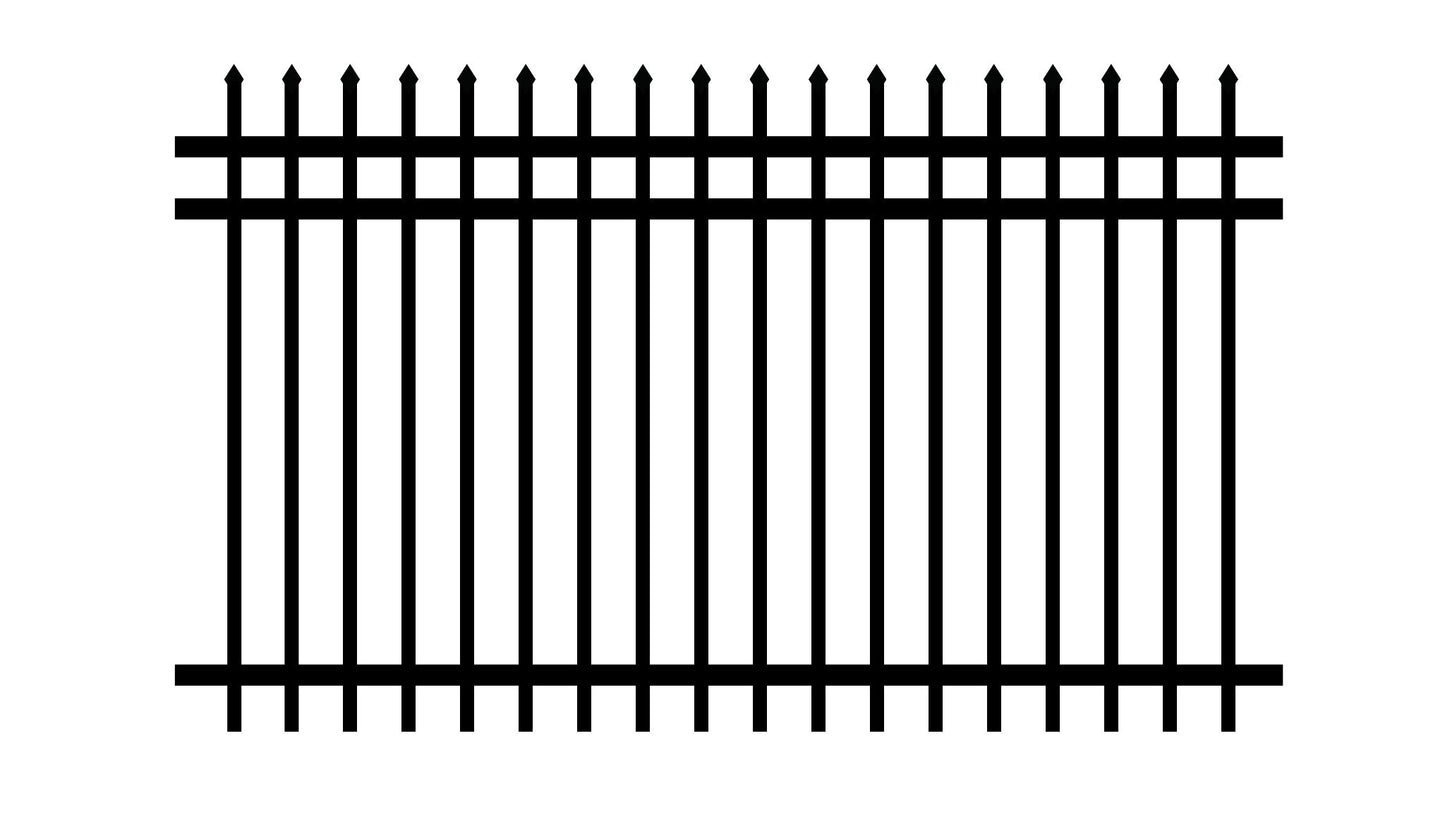 Metal Fence Pressed Point Powder Coated 6 ft. x 8 ft. Pickets 3/4 Three Rails