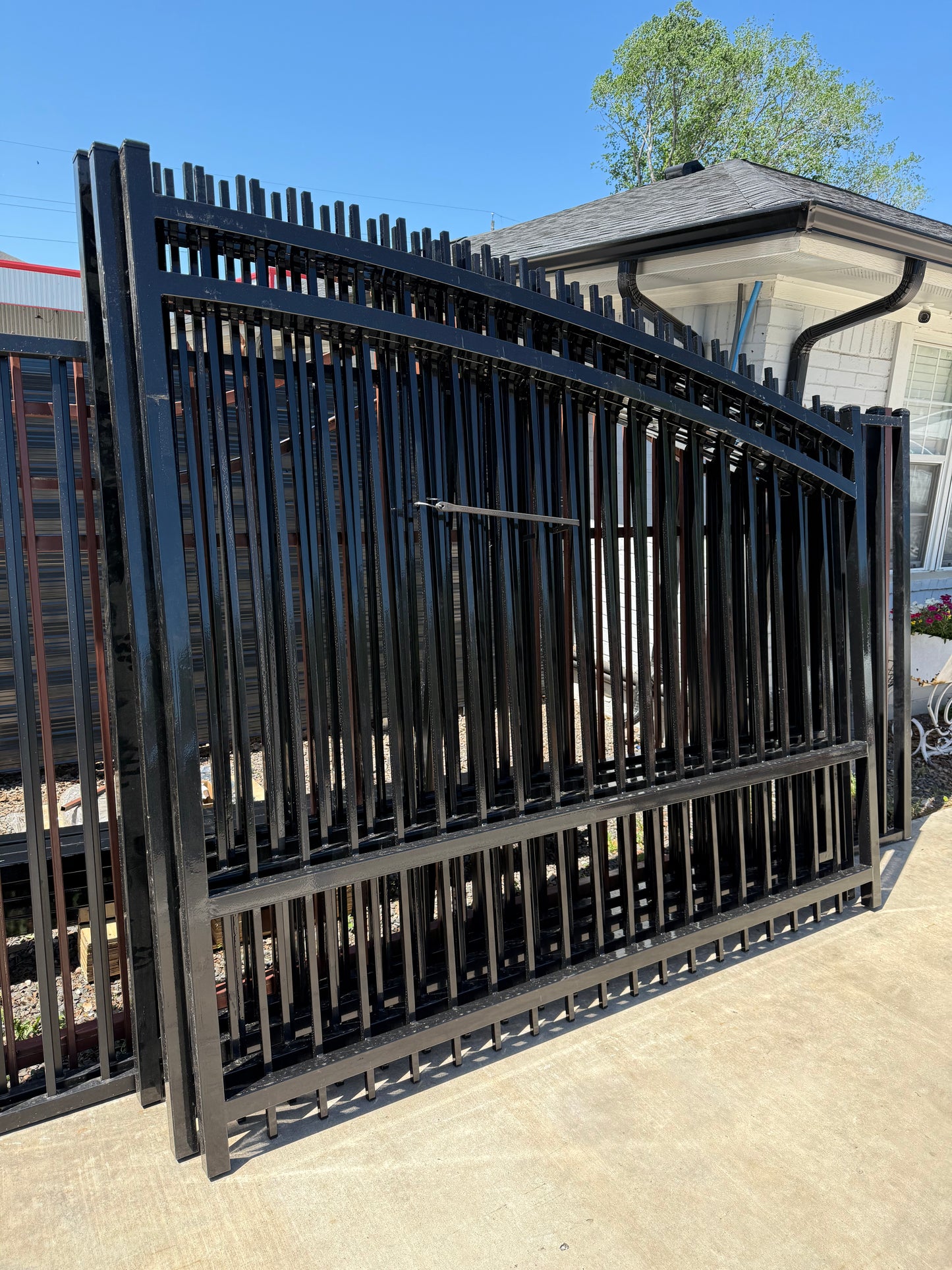 Dual Driveway Wrought Iron Gates Powder Coated