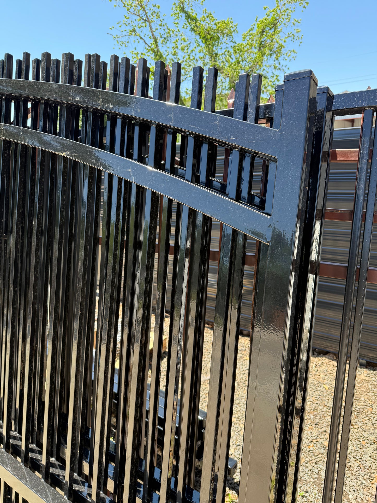 Dual Driveway Wrought Iron Gates Powder Coated