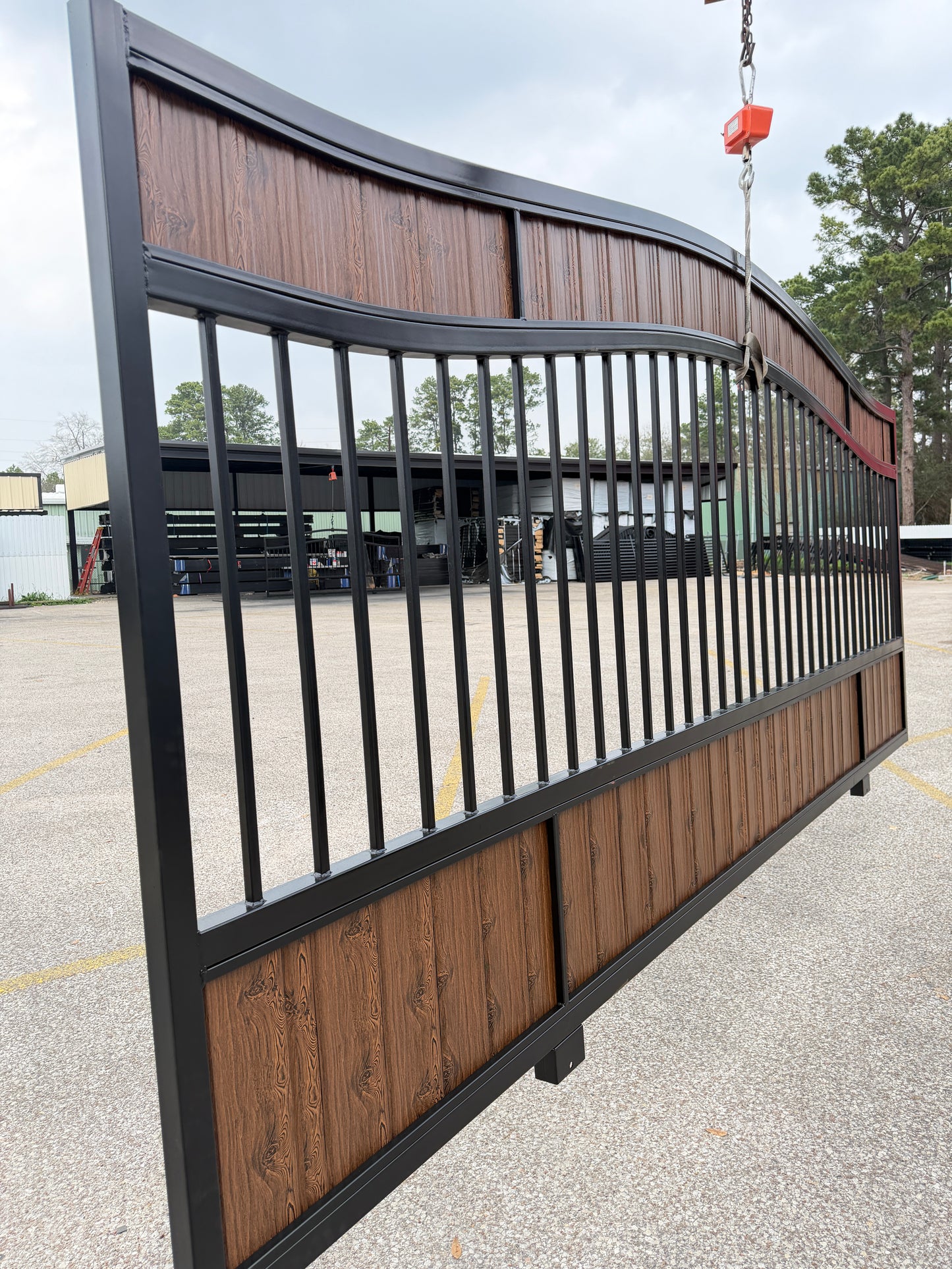 Premium Security Gate with Wood-Look Metal Pickets (20 ft. x 6 ft.)