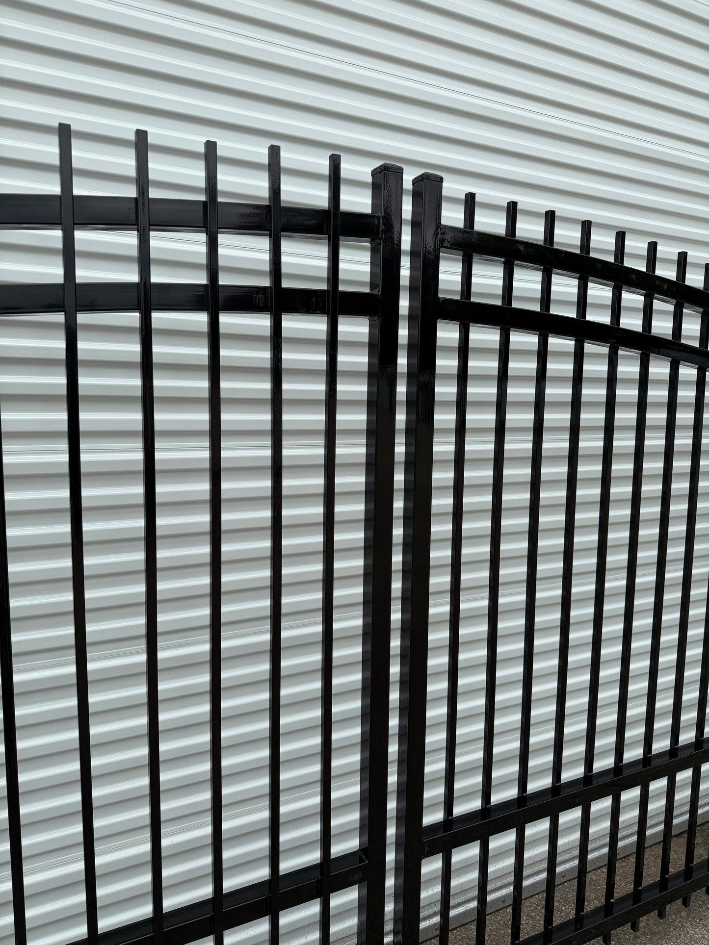 Dual Driveway Wrought Iron Gates Powder Coated