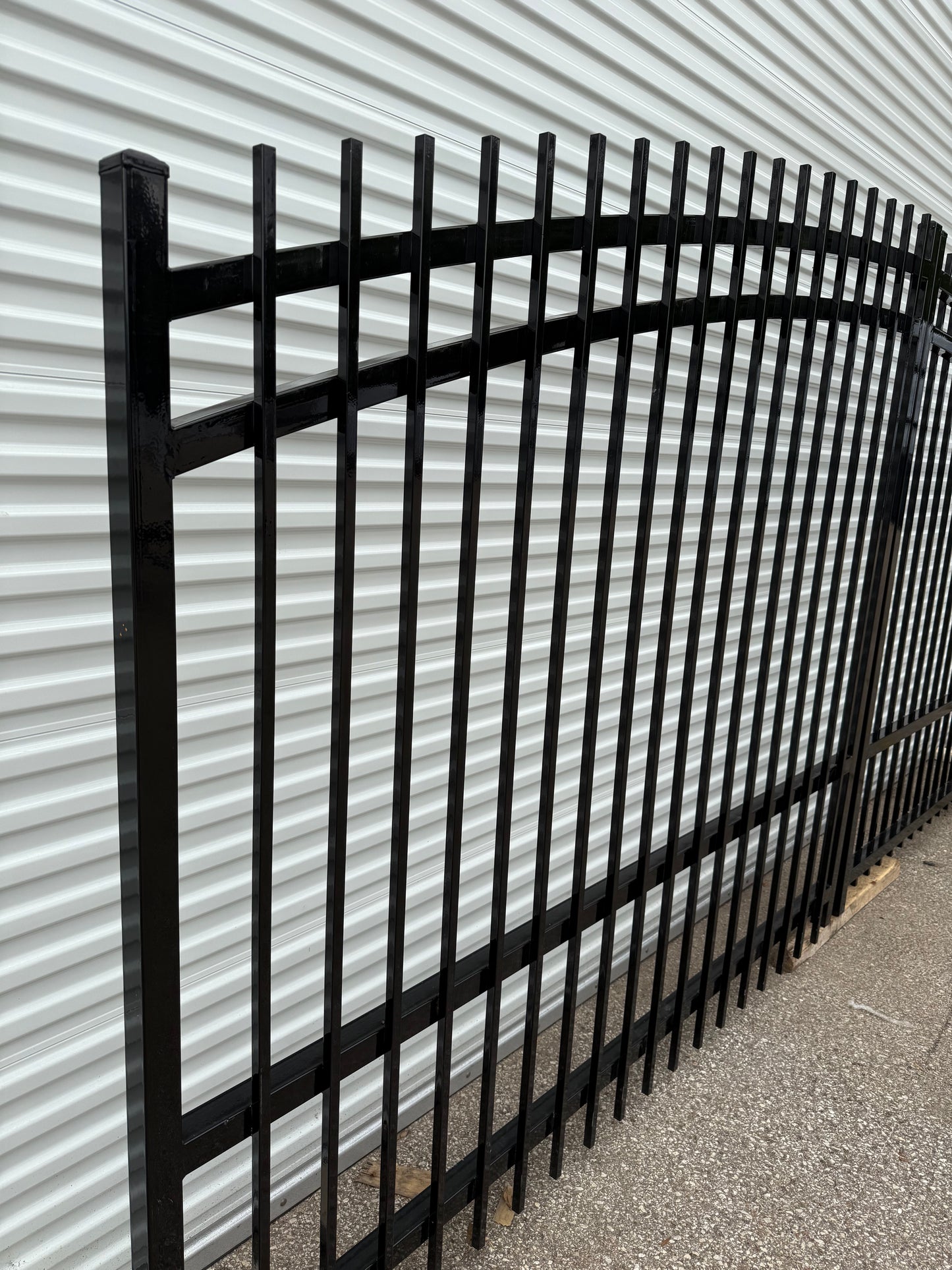 Dual Driveway Wrought Iron Gates Powder Coated