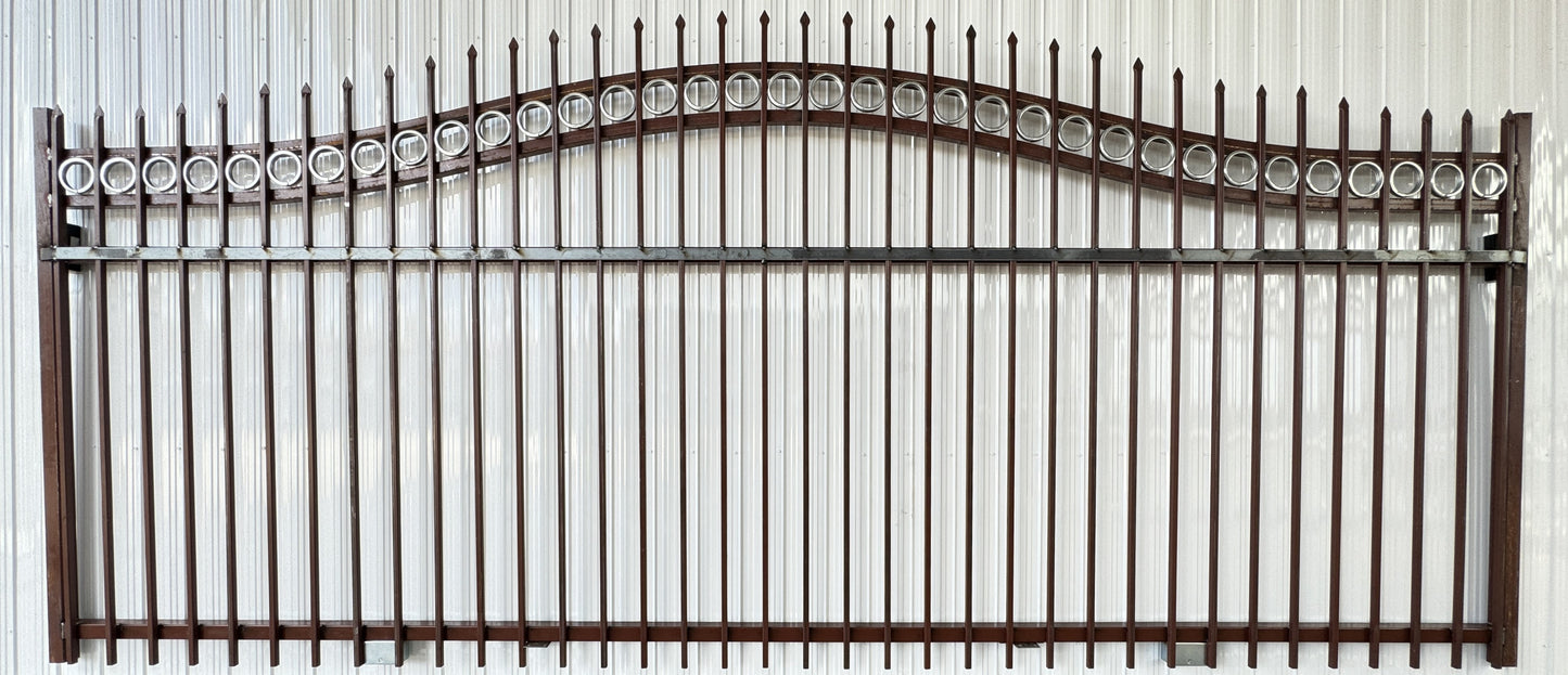 Sliding Driveway Wrought Iron Gate With Rings ( flat bar and wheel boxes included)