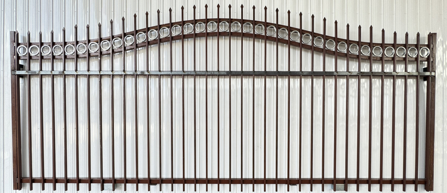 Sliding Driveway Wrought Iron Gate With Rings ( flat bar and wheel boxes included)