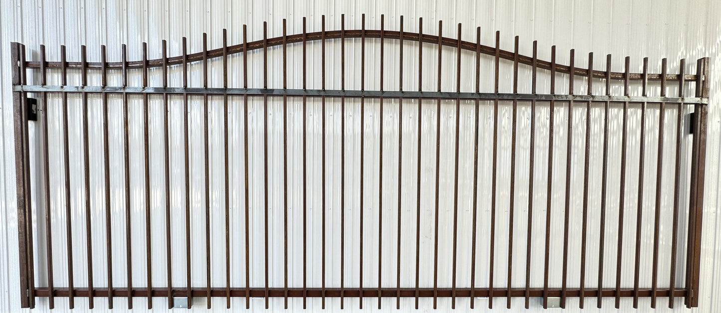 Sliding Driveway Wrought Iron Gates With Single Arch ( flat bar and wheel boxes included)