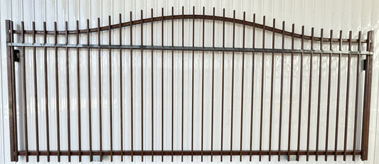 Sliding Driveway Wrought Iron Gates With Single Arch ( flat bar and wheel boxes included)