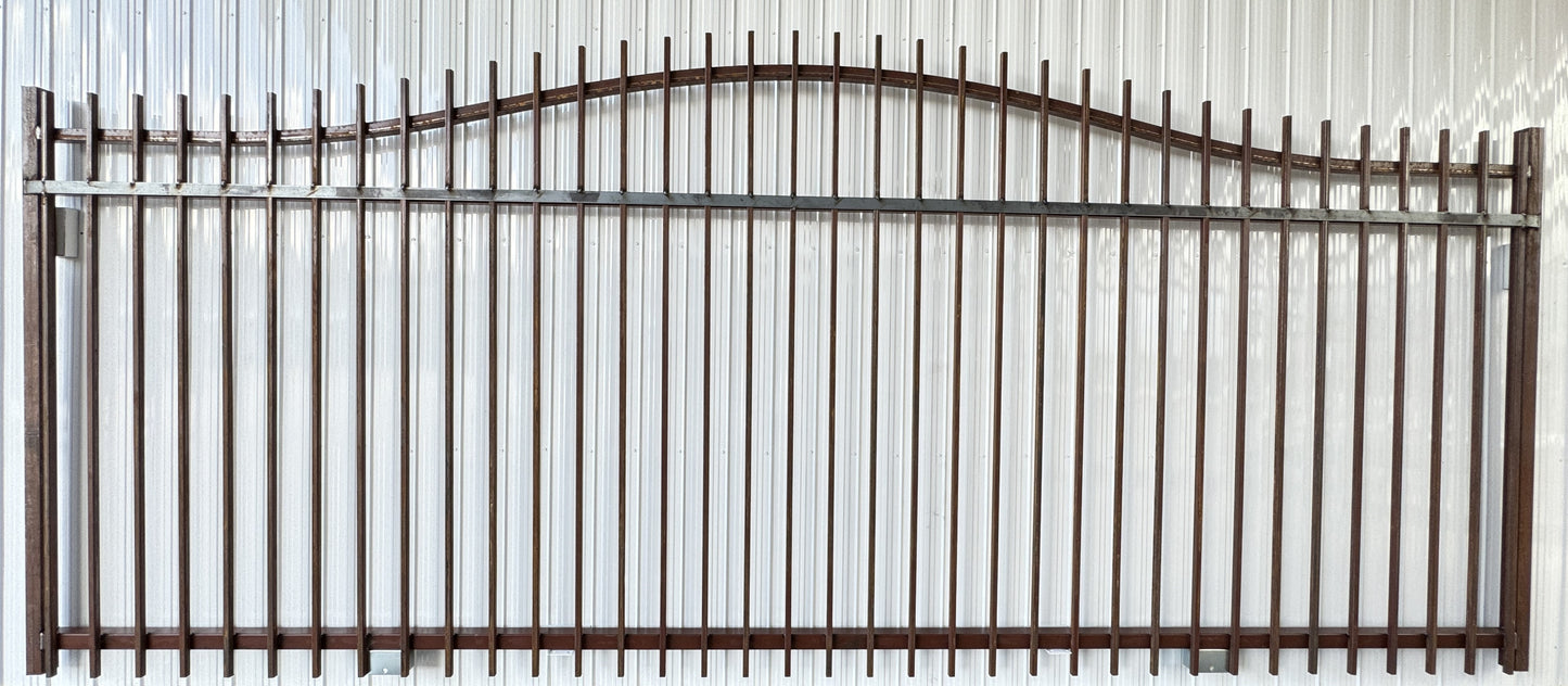 Sliding Driveway Wrought Iron Gates With Single Arch ( flat bar and wheel boxes included)