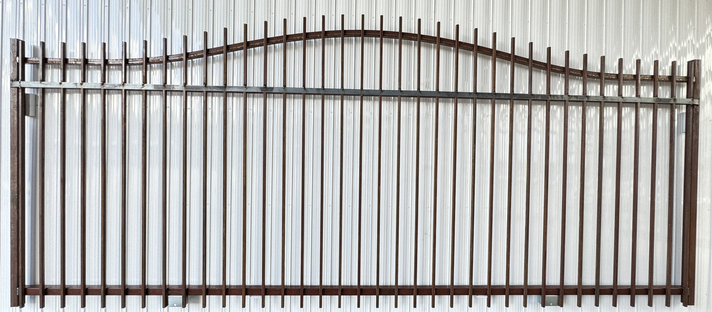 Sliding Driveway Wrought Iron Gates With Single Arch ( flat bar and wheel boxes included)