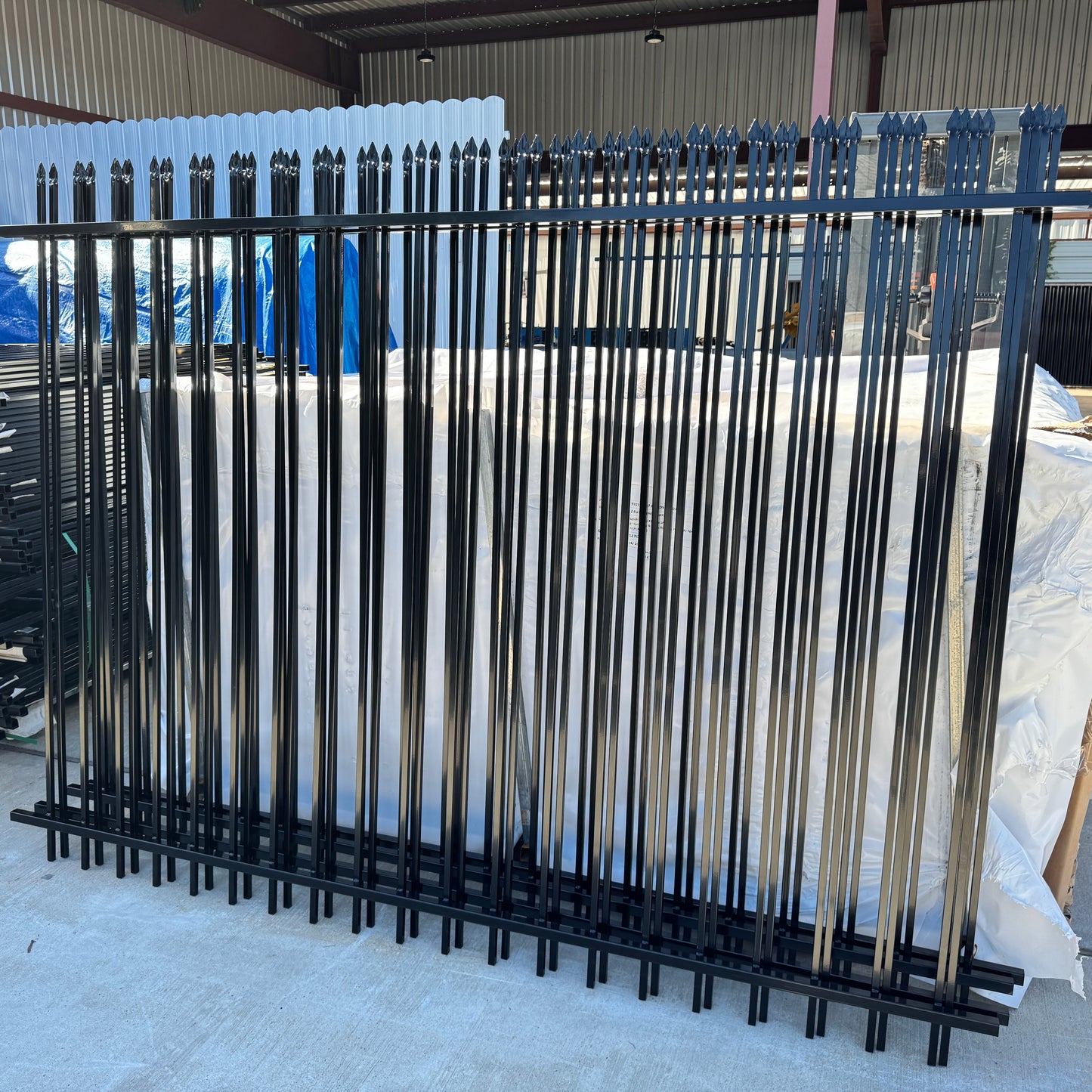 Security Wrought Iron Fence Panels 6 ft. x 8 ft. 2 Rails 5/8" Pickets Pressed Point