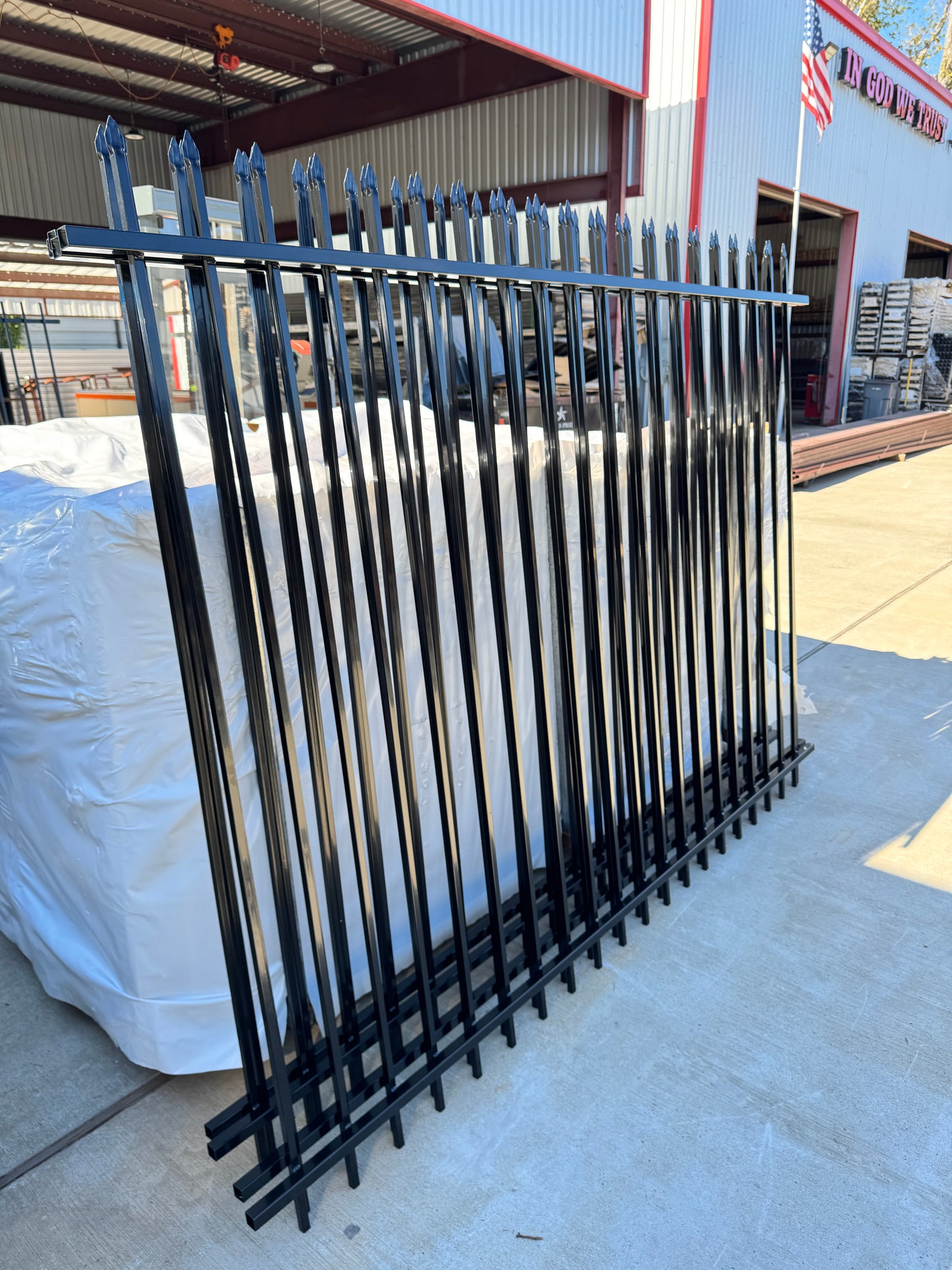 Security Wrought Iron Fence Panels 6 ft. x 8 ft. 2 Rails 5/8" Pickets Pressed Point