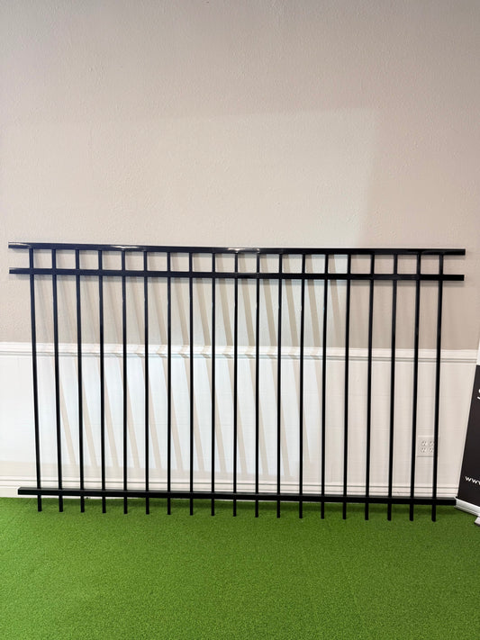 3-Rail Ornamental Steel Flat Top Fence Panel, Rackable