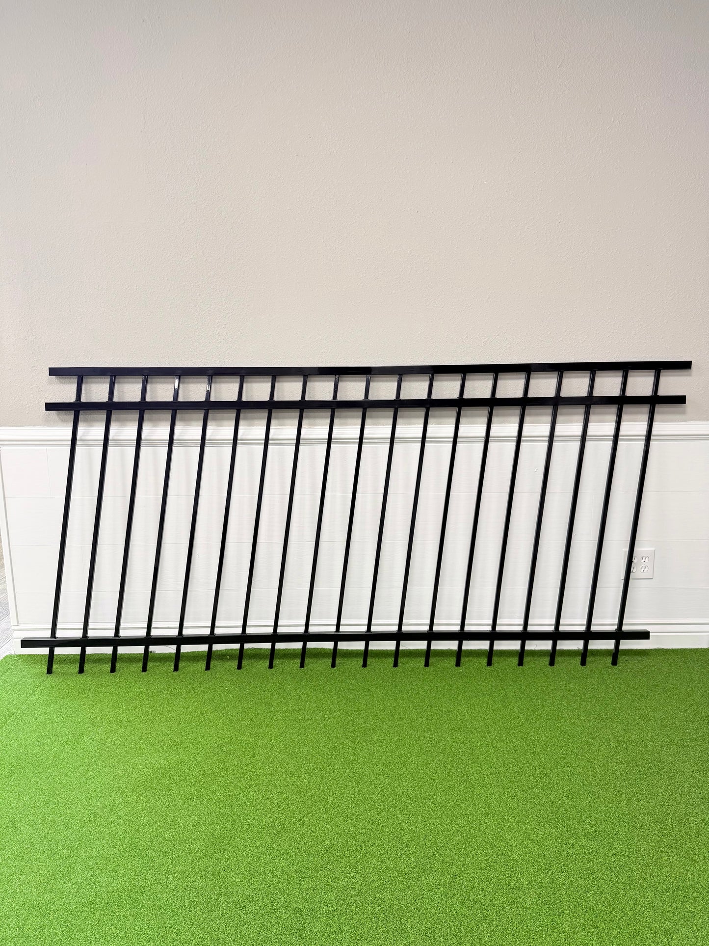 3-Rail Ornamental Steel Flat Top Fence Panel, Rackable