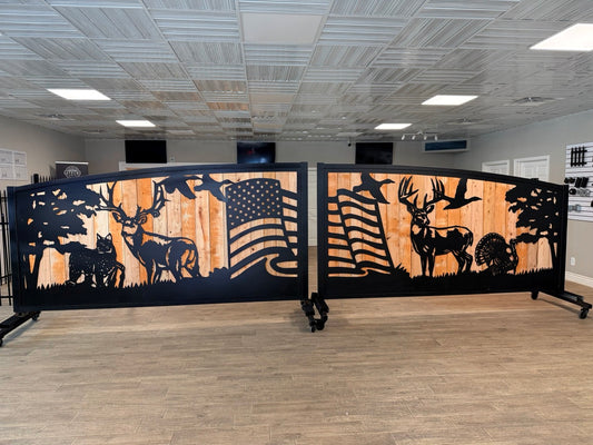 Custom Wildlife & Patriotic Dual Swing Gate (20 ft. x 4 ft.)