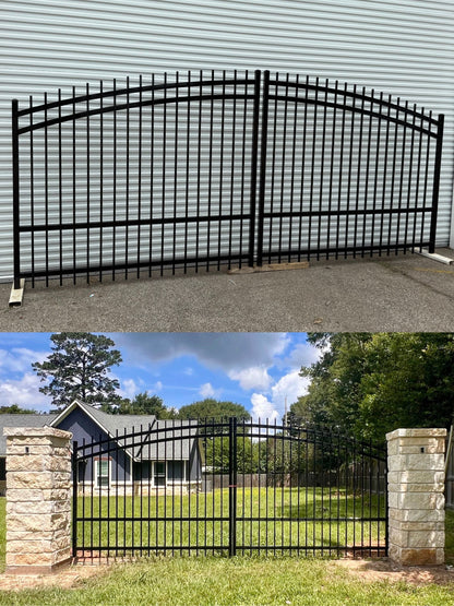 Dual Driveway Wrought Iron Gates Powder Coated
