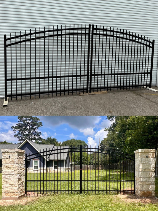 Dual Driveway Wrought Iron Gates Powder Coated