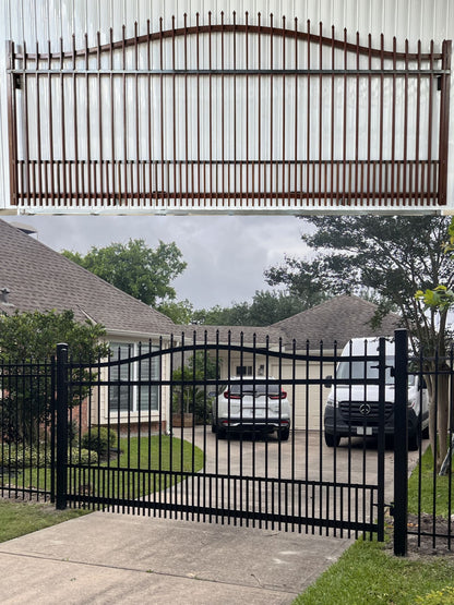 Driveway Wrought Iron Gates With Puppie Bars (Flat bar & Wheel boxes included)
