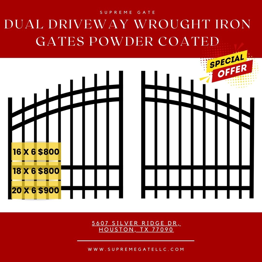 Dual Driveway Wrought Iron Gates Powder Coated
