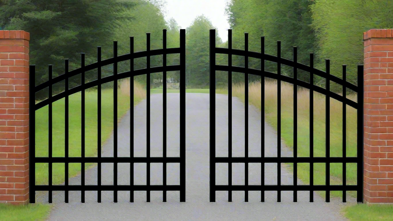 Dual Driveway Wrought Iron Gates Powder Coated
