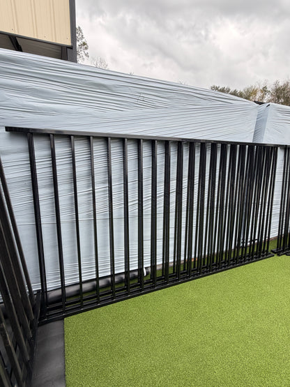 2 Rail Flat Top Metal Fence Powder Coated Pickets 5/8