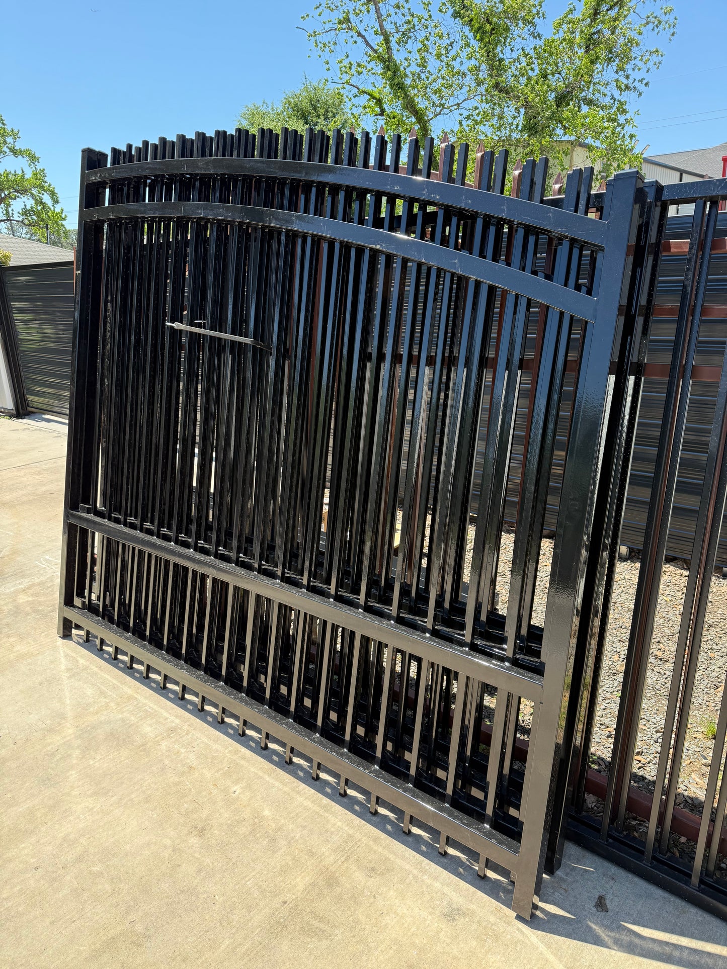 Dual Driveway Wrought Iron Gates Powder Coated