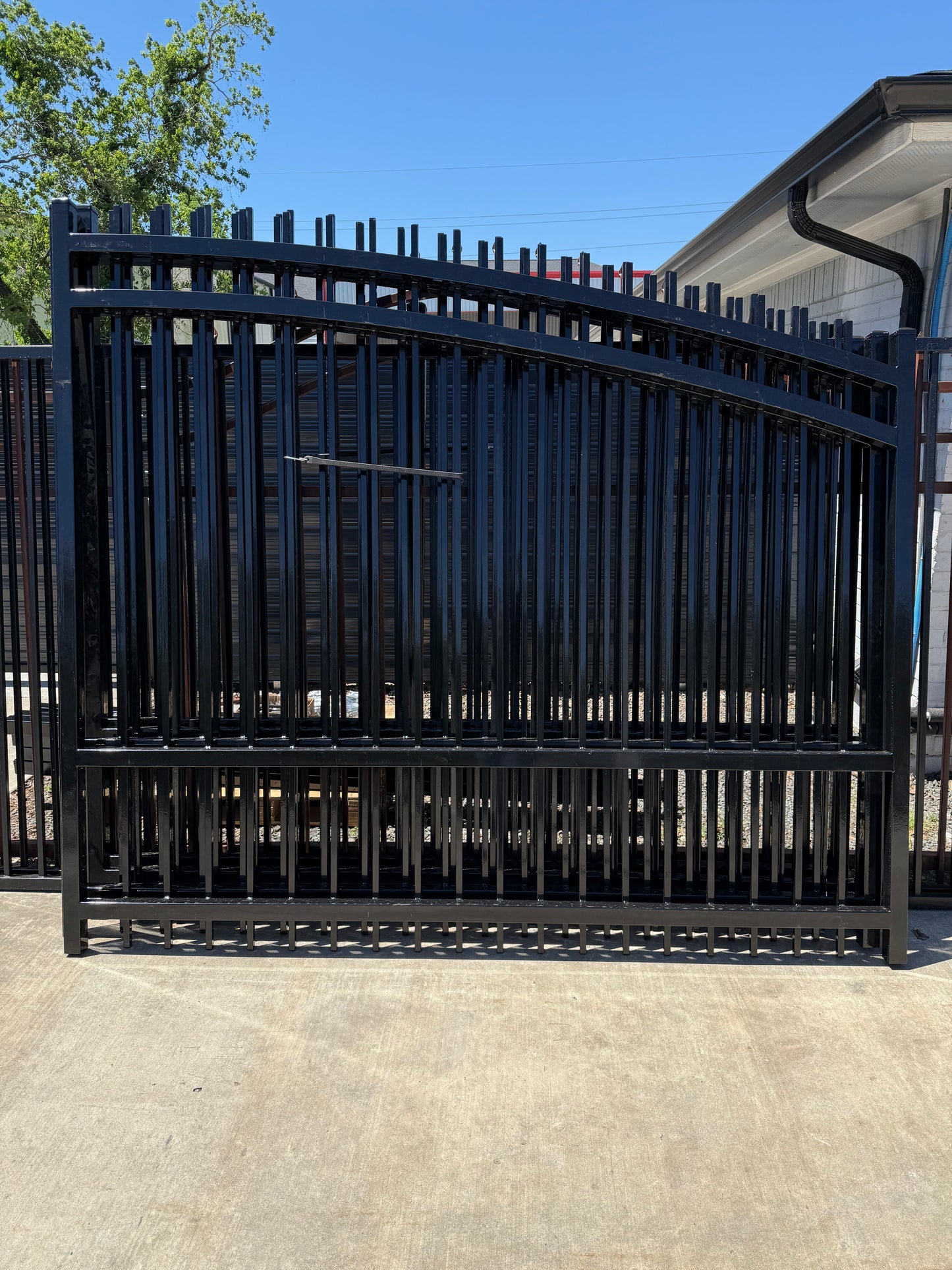 Dual Driveway Wrought Iron Gates Powder Coated