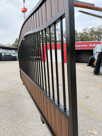 Premium Security Gate with Wood-Look Metal Pickets (20 ft. x 6 ft.)