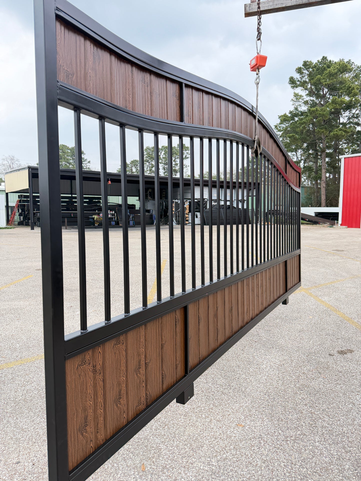 Premium Security Gate with Wood-Look Metal Pickets (20 ft. x 6 ft.)