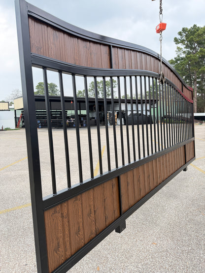 Premium Security Gate with Wood-Look Metal Pickets (20 ft. x 6 ft.)