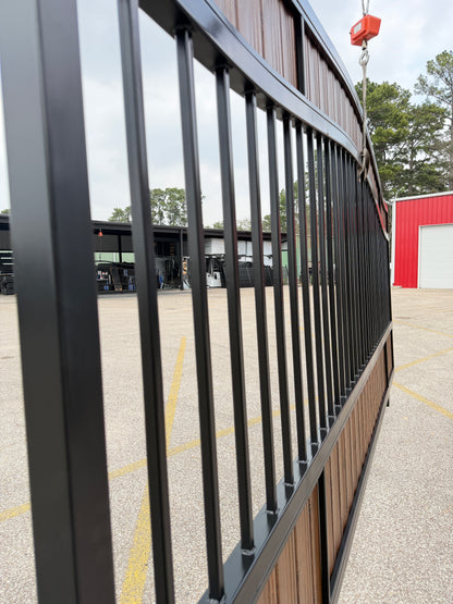 Premium Security Gate with Wood-Look Metal Pickets (20 ft. x 6 ft.)