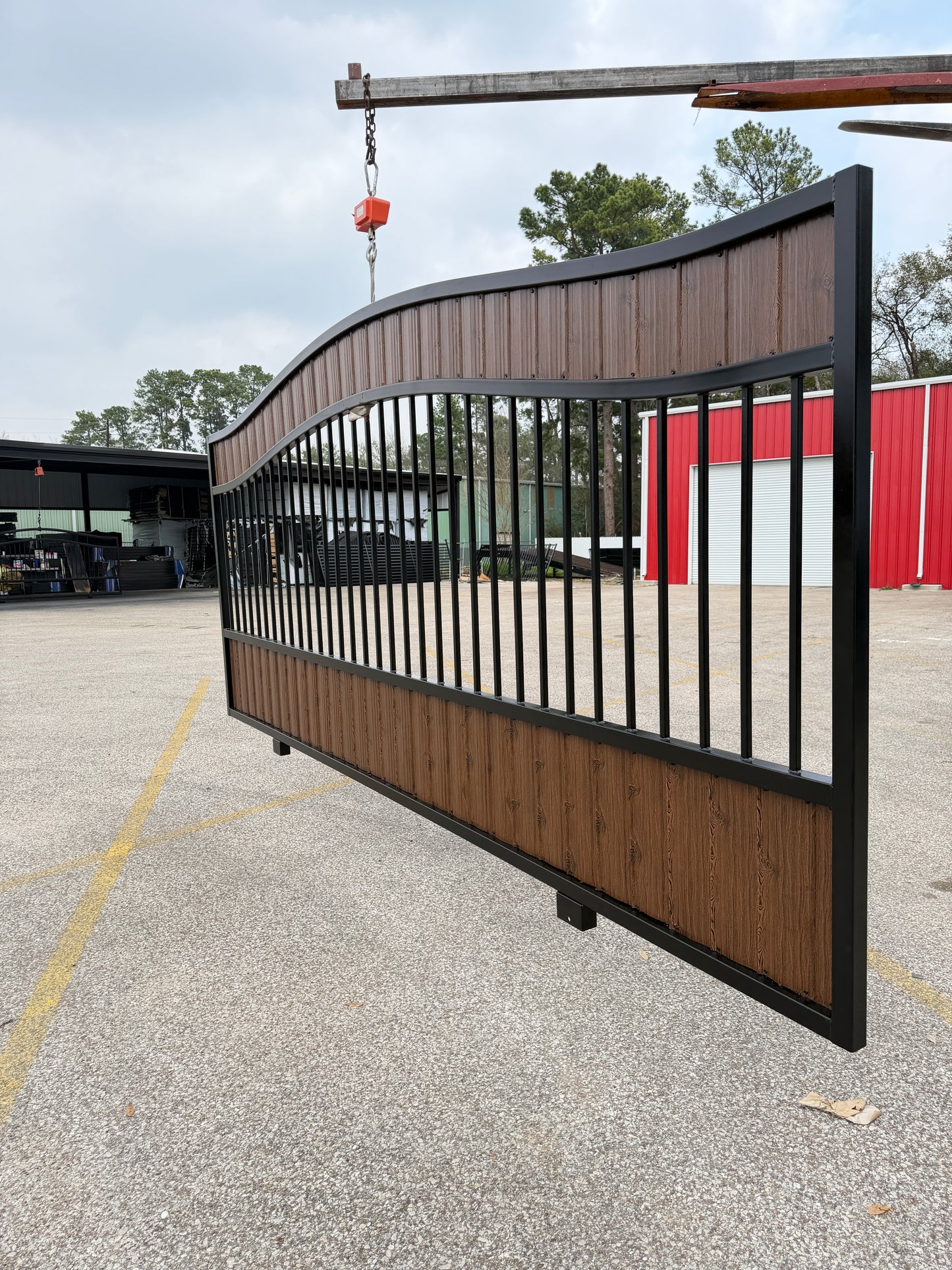Premium Security Gate with Wood-Look Metal Pickets (20 ft. x 6 ft.)