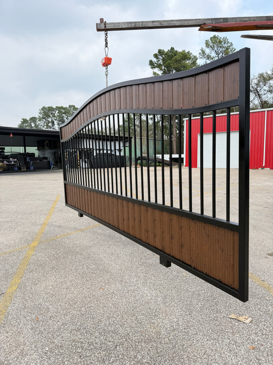 Premium Security Gate with Wood-Look Metal Pickets (20 ft. x 6 ft.)
