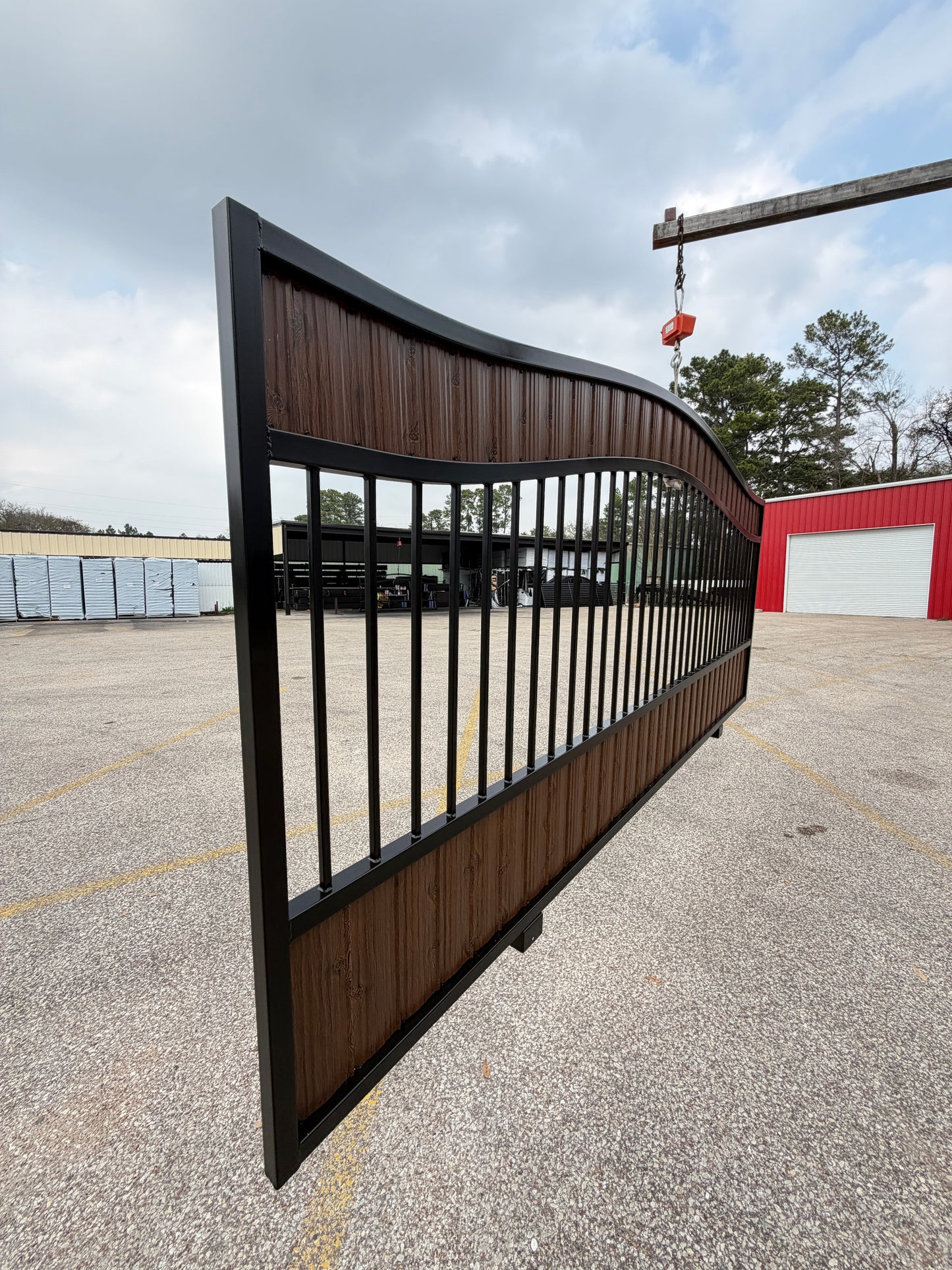 Premium Security Gate with Wood-Look Metal Pickets (20 ft. x 6 ft.)