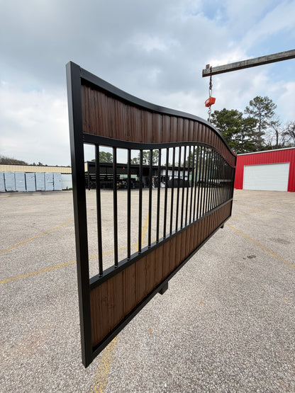 Premium Security Gate with Wood-Look Metal Pickets (20 ft. x 6 ft.)