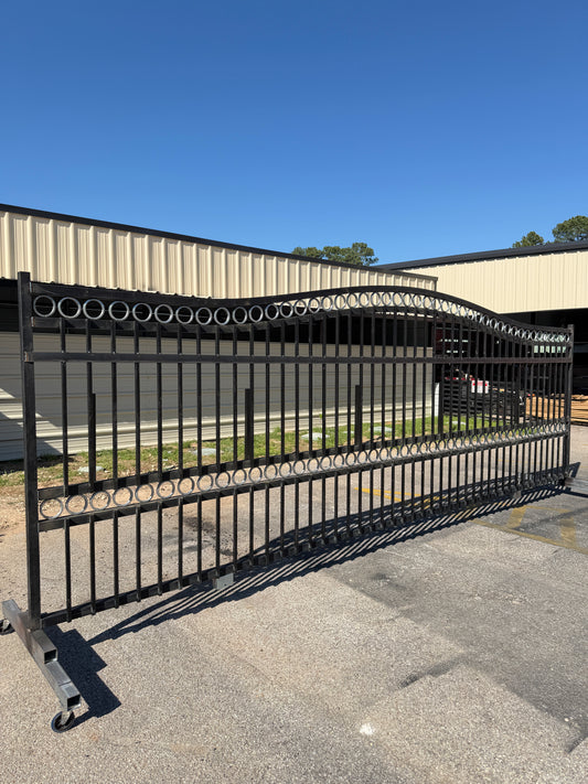 Sliding Driveway Wrought Iron Gate With Rings