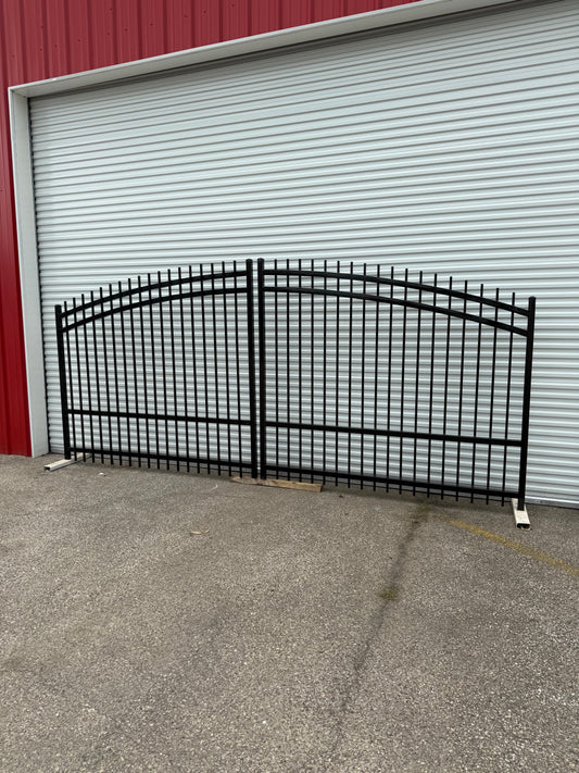 Dual Driveway Wrought Iron Gates Powder Coated