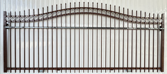 Sliding Driveway Wrought Iron Gate With Rings ( flat bar and wheel boxes included)