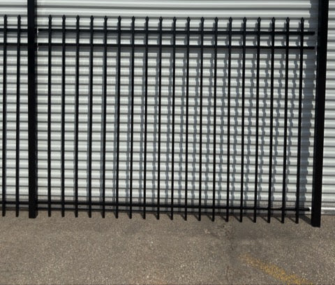 Metal Fence Pressed Point Powder Coated 6 ft. x 8 ft. Pickets 3/4 Three Rails