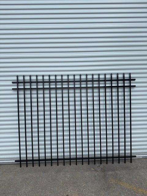 Metal Fence Pressed Point Powder Coated 6 ft. x 8 ft. Pickets 3/4 Three Rails