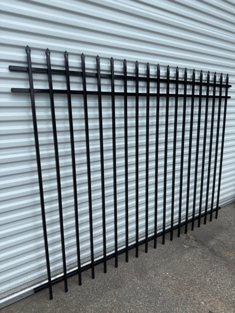 Metal Fence Pressed Point Powder Coated 6 ft. x 8 ft. Pickets 3/4 Three Rails