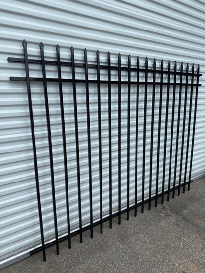 Metal Fence Pressed Point Powder Coated 6 ft. x 8 ft. Pickets 3/4 Three Rails