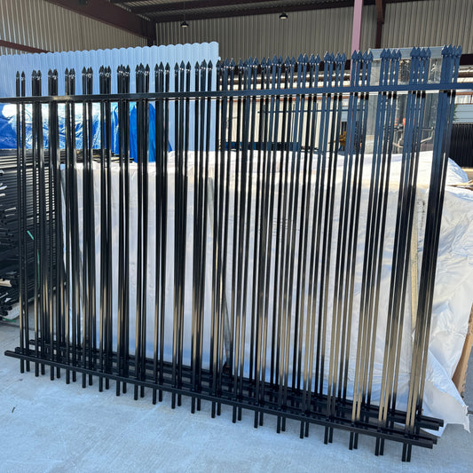 Security Wrought Iron Fence Panels 6 ft. x 8 ft. 2 Rails 5/8" Pickets Pressed Point