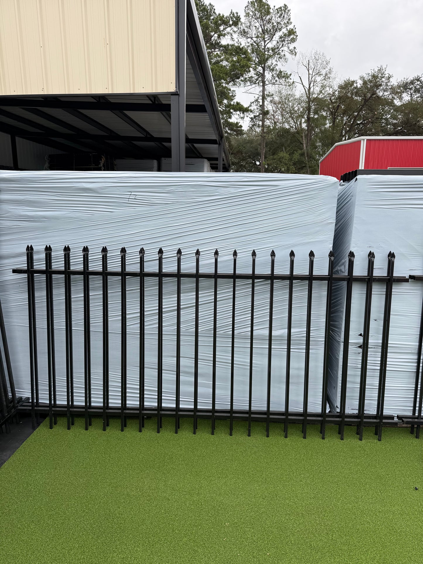 2 Rail Metal Fence Pressed Point Powder Coated Pickets 5/8