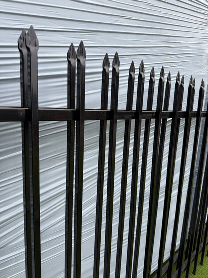 2 Rail Metal Fence Pressed Point Powder Coated Pickets 5/8