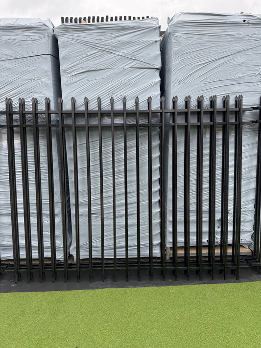 Metal Fence Pressed Point Powder Coated 6 ft. x 8 ft. Pickets 3/4 Three Rails