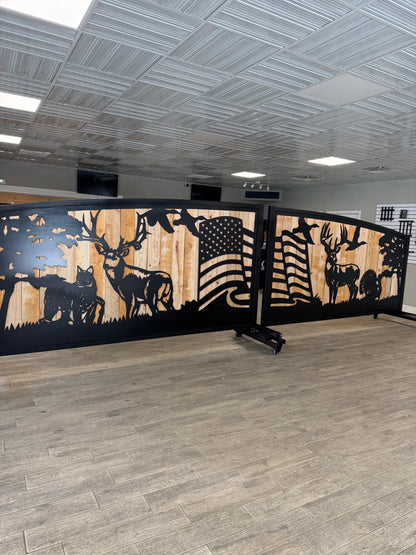 Custom Wildlife & Patriotic Dual Swing Gate (20 ft. x 4 ft.)
