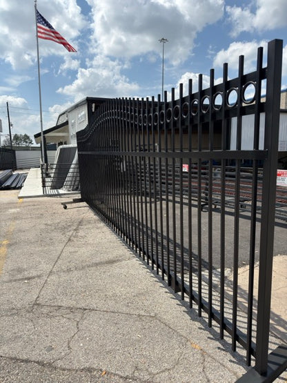 Sliding Driveway Wrought Iron Gate With Rings ( flat bar and wheel boxes included)