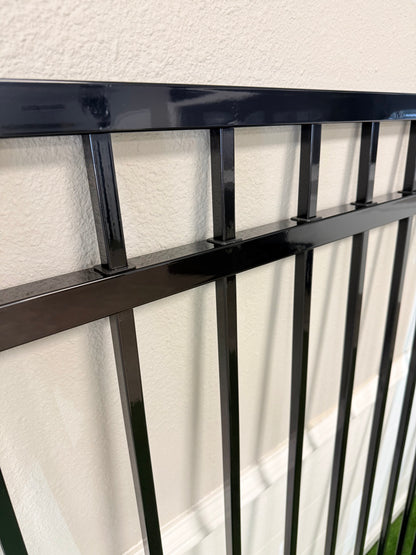 3-Rail Ornamental Steel Flat Top Fence Panel, Rackable