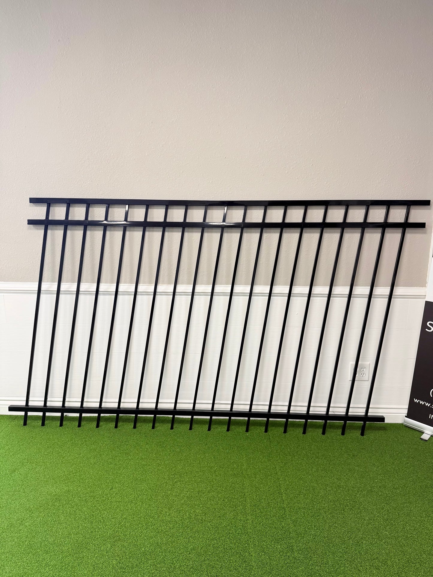 3-Rail Ornamental Steel Flat Top Fence Panel, Rackable