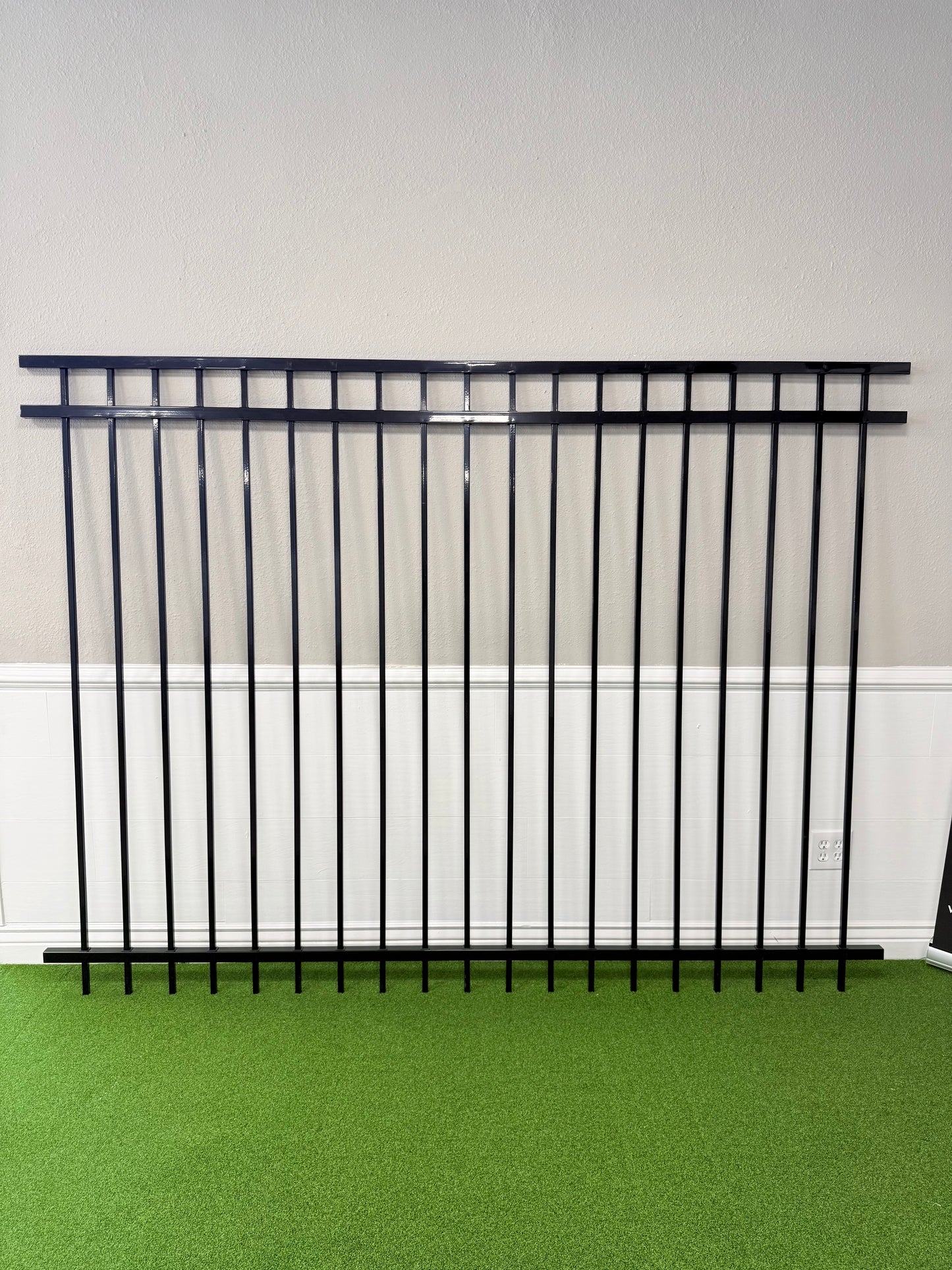 3-Rail Ornamental Steel Flat Top Fence Panel, Rackable