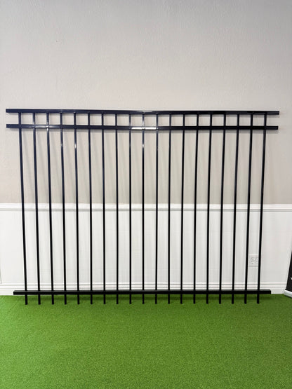 3-Rail Ornamental Steel Flat Top Fence Panel, Rackable